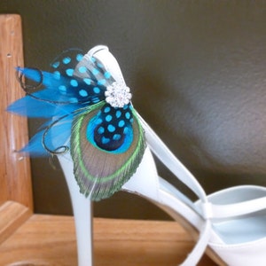 Peacock feather shoe clips, Customizable