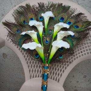 Calla lily peacock bouquet, fan bouquet, Customizable image 5