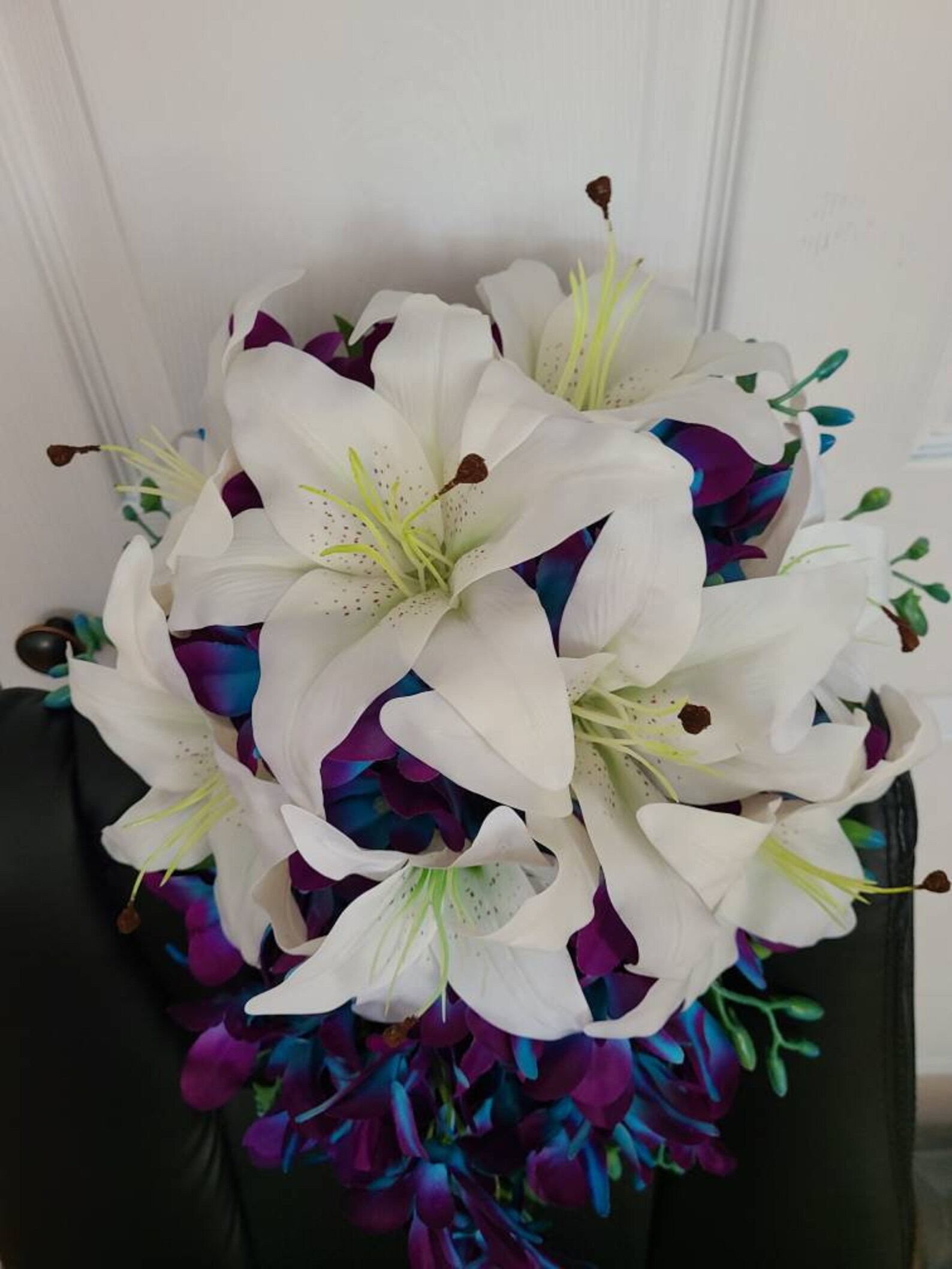 Casablanca Lily and Galaxy Orchid Artificial Bridal Bouquet, Island