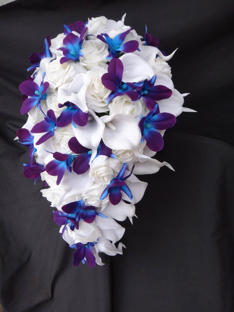 Cascading Bridal Bouquet Galaxy Orchid Ivory/white Real - Etsy Canada