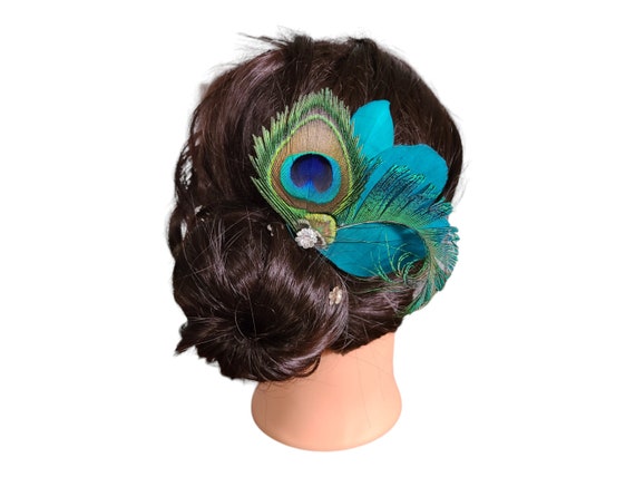 Peacock Feather Hair Clip, Customizable Peacock Hair  display picture 3