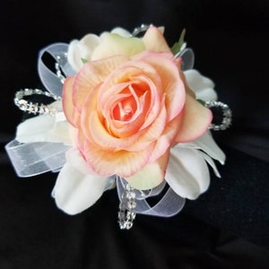 Real touch rose, orchid wrsit corsage, wristlet, for prom, bridesmaids, pink rose, white rose