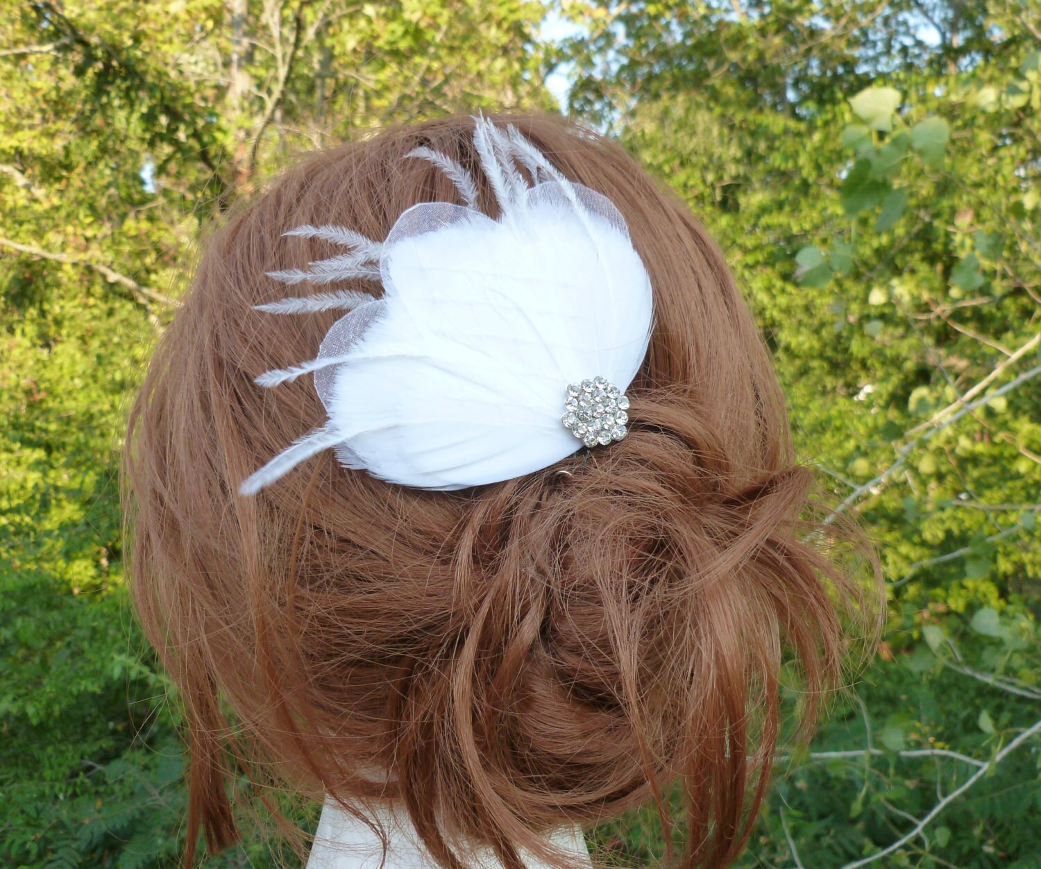 Bridal Feather Hair Piece, Accented With a Beautiful 