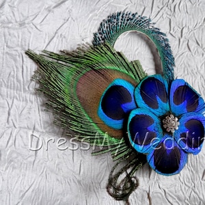 Peacock feather  hair clip "Elizabeth", bridal hair piece