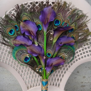 Calla lily peacock bouquet, fan bouquet, Customizable image 1