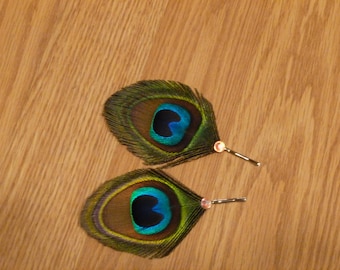 Peacock hair pin, peacock feather pin, swarovski rhinestones