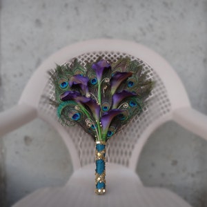 Calla lily peacock bouquet, fan bouquet, Customizable image 2