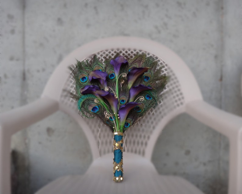 Calla lily peacock bouquet, fan bouquet, Customizable image 2