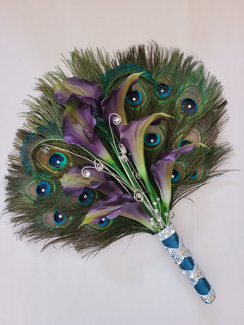 Calla lily peacock bouquet, fan bouquet, Customizable image 6