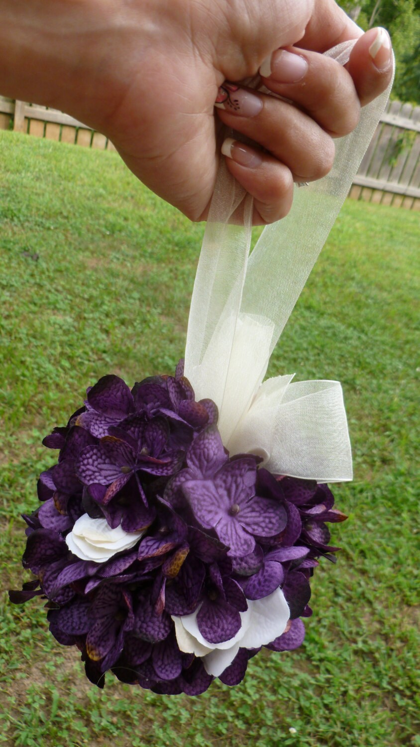 Flower girl kissing ball plum purple kissing ball artificial Etsy