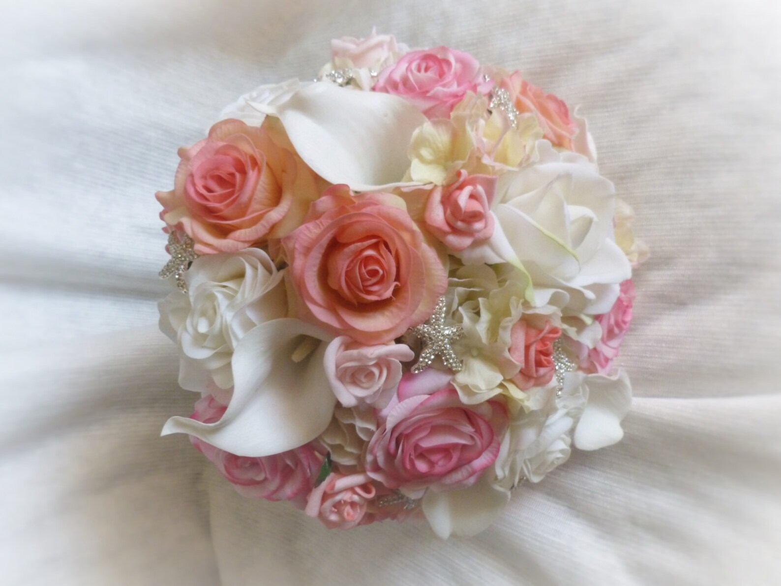 Real Touch Rose Calla Lily Hydrangea Bouquet Light Pink Etsy