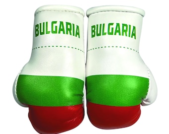 BULGARIA / BULGARIAN Flag Mini Boxing Gloves , Car Hanging Gloves , Souvenir , Decoration , Premium Quality , Sold as a Pair .