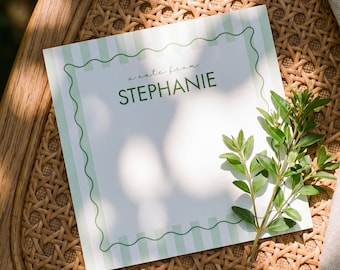 Hamptons Stripe Personalized Notepad | Custom Preppy Stationery | Daily To-Do List | Sticky-Note memos