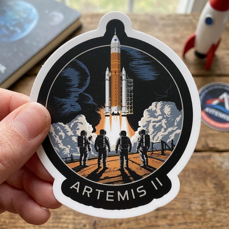 Artemis II SLS Rocket Launch Sticker, Historic Moon Mission Crew ...