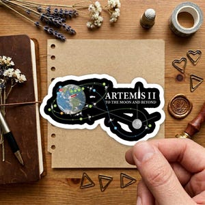 Artemis II Mission Map Sticker, Orbit Trajectory Space Vinyl Decal,"To the Moon and Beyond" Science Infographic Art for Educators, Tech Fans