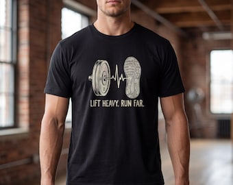 Maglietta Lift Heavy Run Far / Maglietta Hyrox per atleti ibridi / Regalo per CrossFit e maratoneti / Maglietta fitness funzionale / Vestibilità unisex