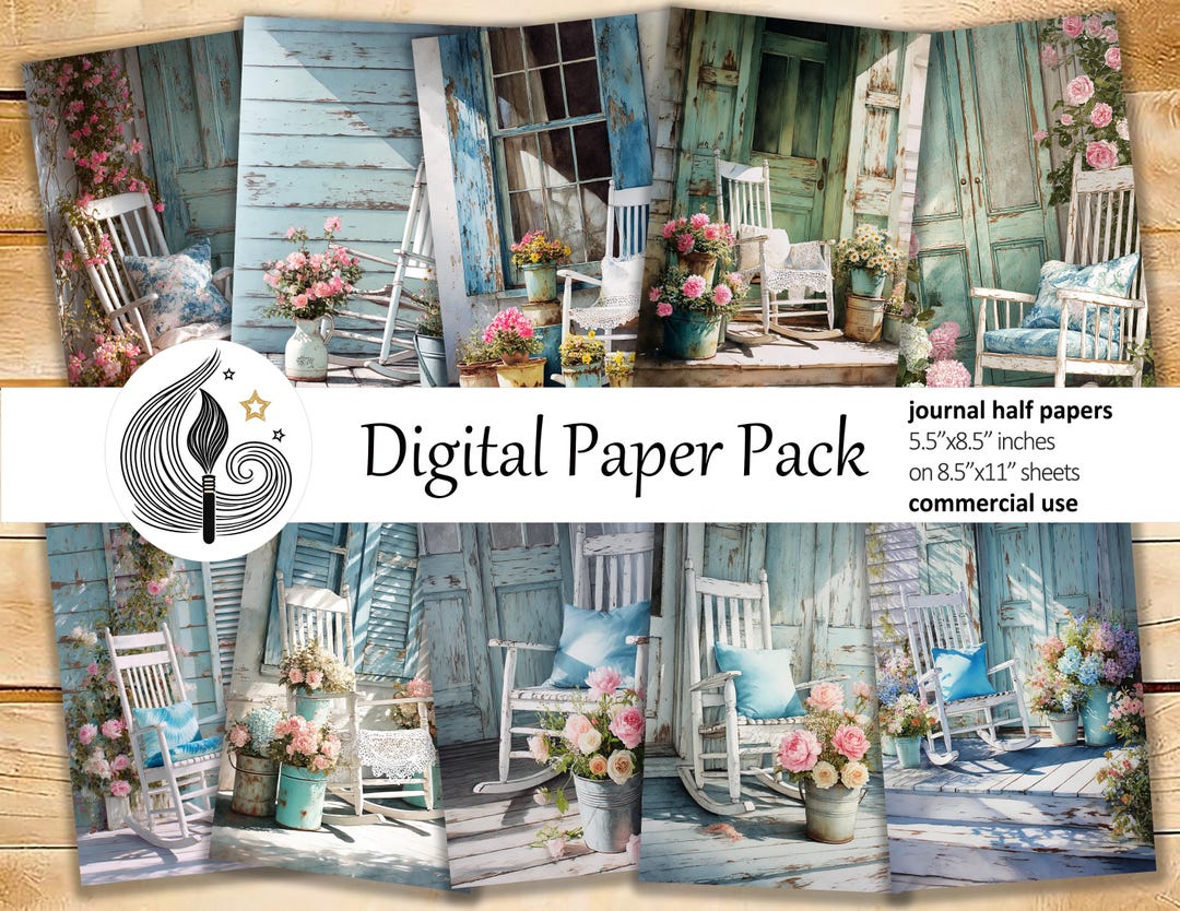 Cottage Porch Junk Journal Pages: Shabby Papers With Florals, Lace, and ...