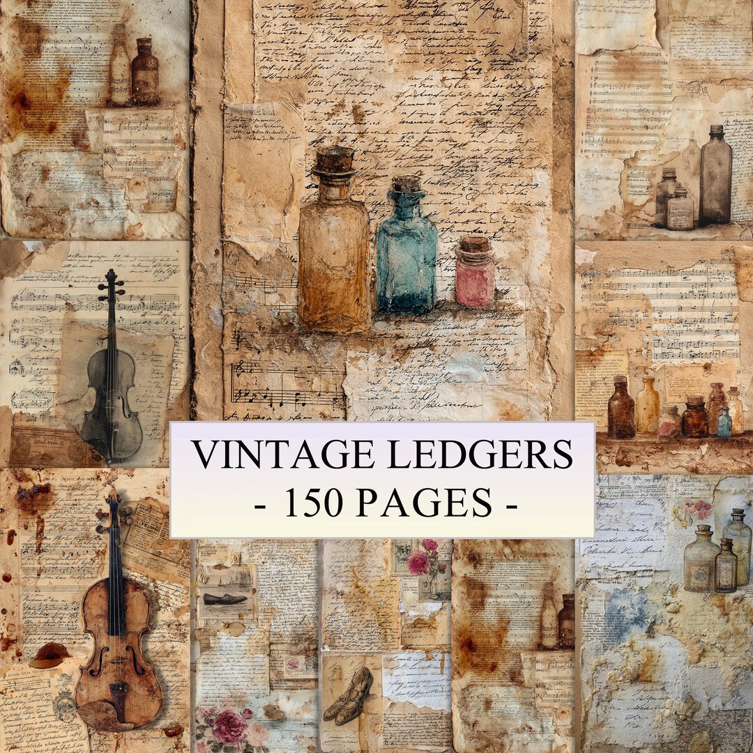 Vintage Ledger Junk Journal Kit, Neutral Printable Pages, Digital ...