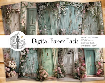 Cottage Garden Junk Journal Pages: Floral Doorway Papers With Vintage ...