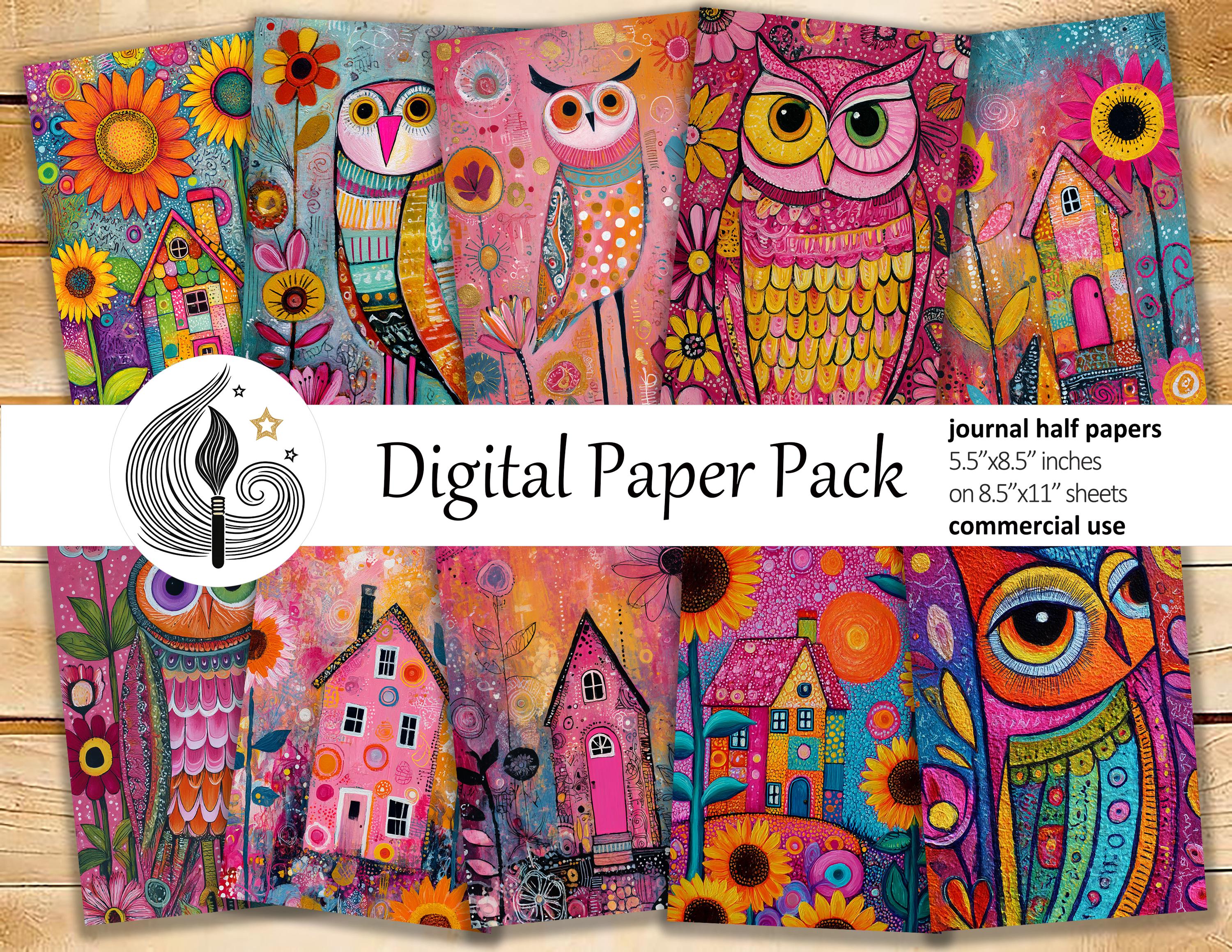 Whimsical Collage Junk Journal Pages: Colorful Cottagecore Papers With ...