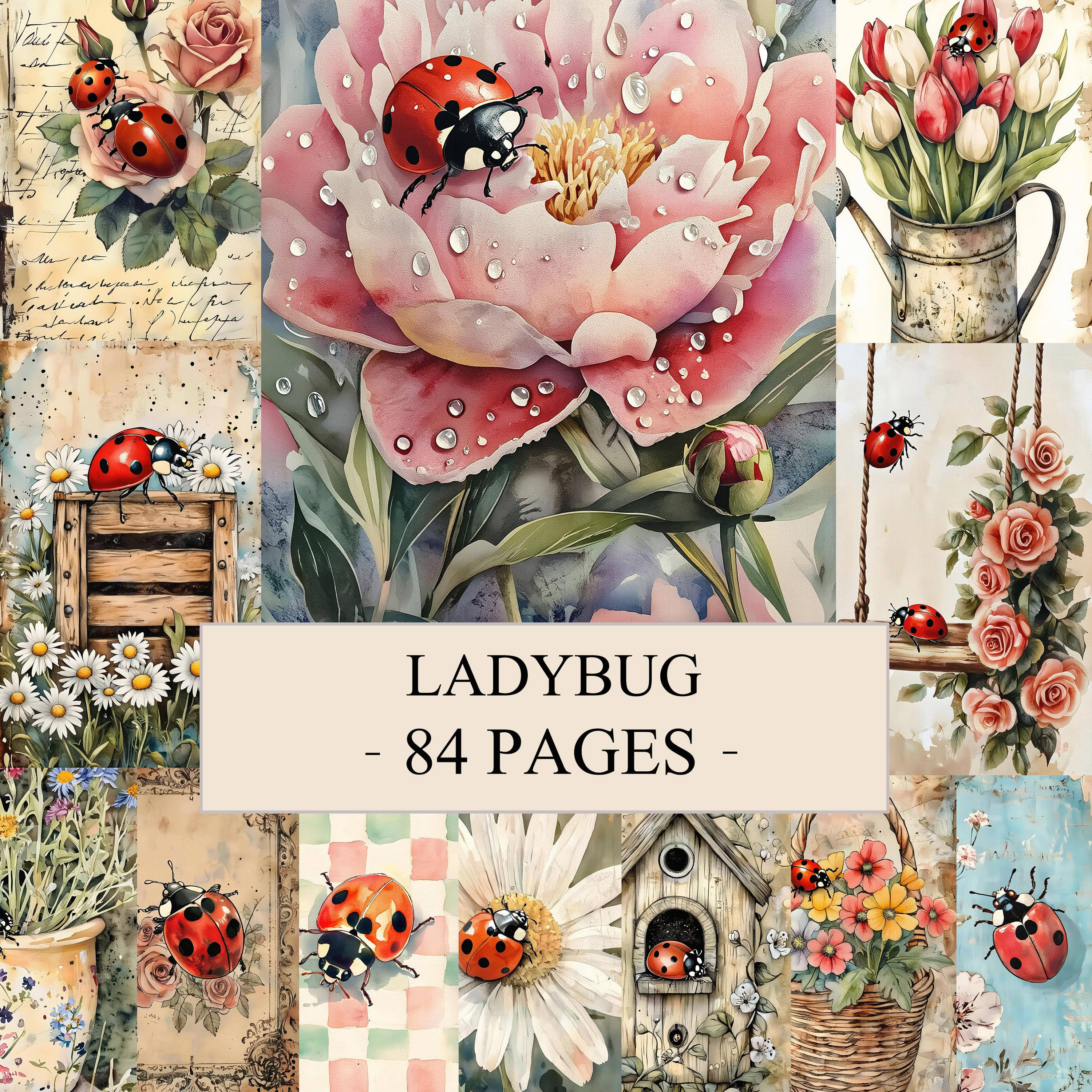 Ladybug Junk Journal Pages, Vintage Insect Printable Ephemera, Lady Bug ...