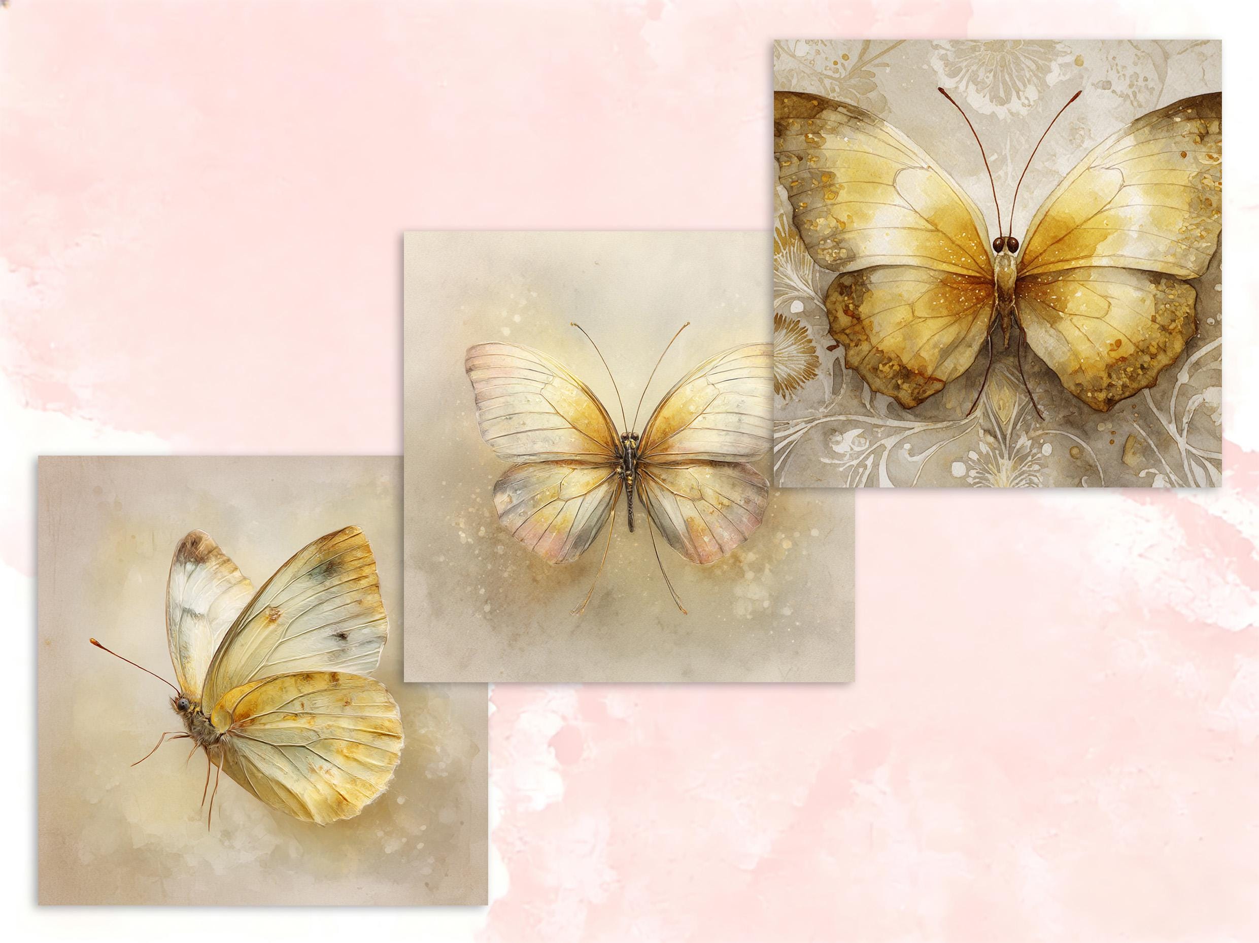 Butterflies Digital Paper Pack: Vintage Watercolor Butterfly ...