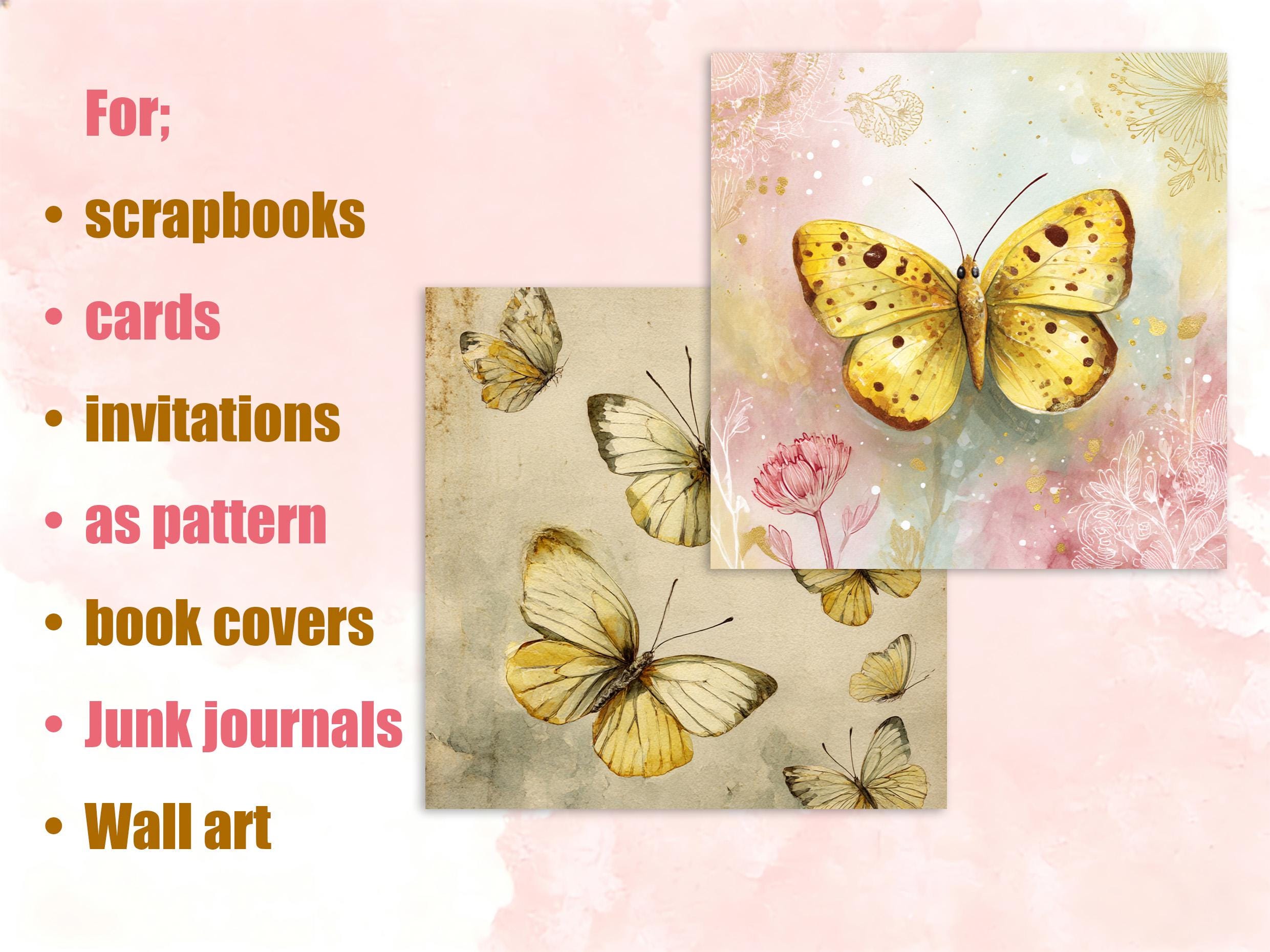 Butterflies Digital Paper Pack: Vintage Watercolor Butterfly ...