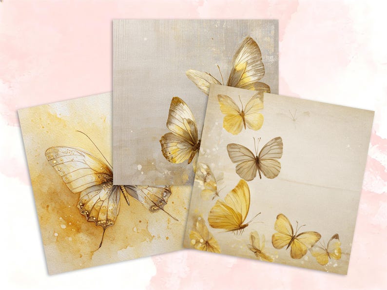 Butterflies Digital Paper Pack: Vintage Watercolor Butterfly ...