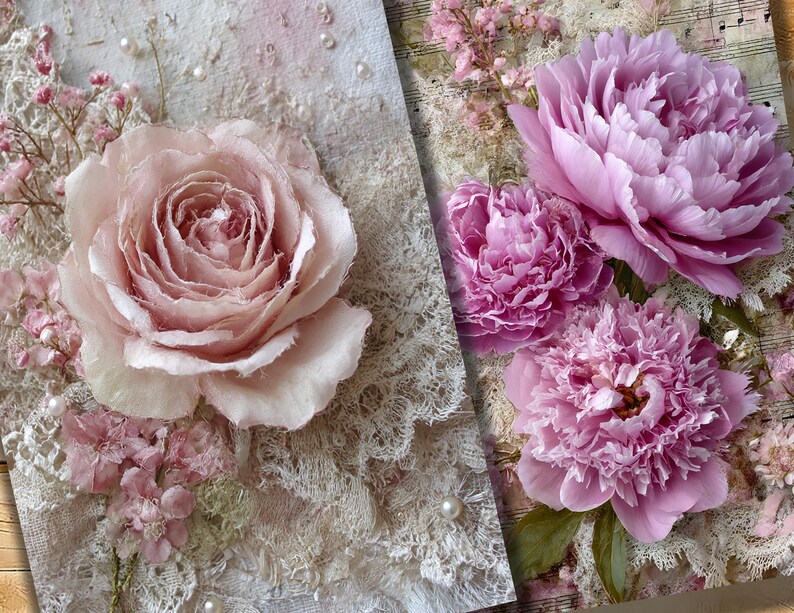 Shabby Chic Junk Journal Pages: Pastel Vintage Papers With Florals and ...