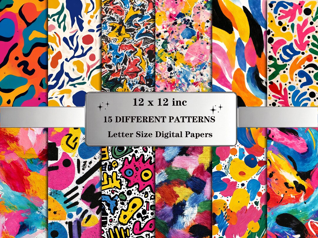 Paint Brush Strokes Seamless Patterns: Abstract Painterly Digital Paper ...