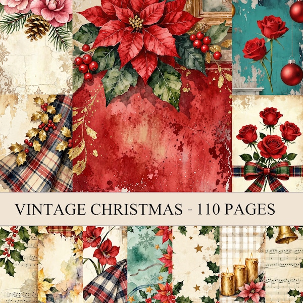 Junk Journal Pages, Vintage Christmas Journal, Christmas Papers, Christmas Ephemera, Digital Scrapbooking, Christmas Printables Paper Crafts