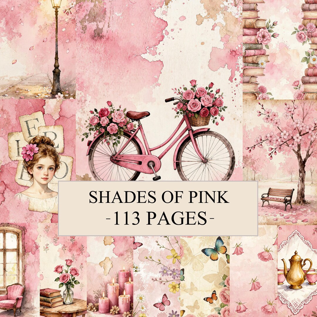 Vintage Shabby Chic Shades of Pink Junk Journal Kit, Antique Journal ...