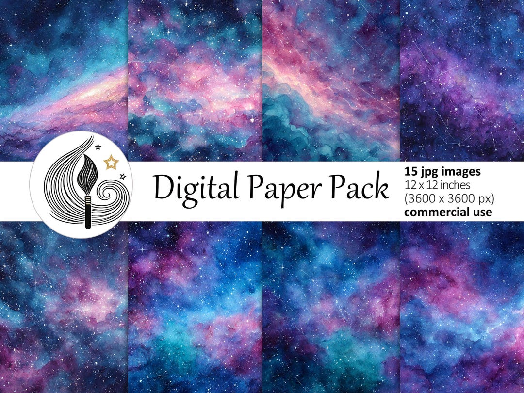 Celestial Galaxy Digital Paper Pack: Nebula & Starfield Backgrounds in ...
