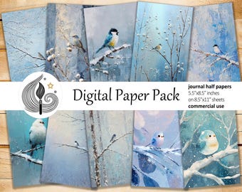 Winter Wonderland Junk Journal Pages: Snowy Papers With Frosted Trees ...