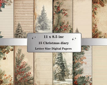 Christmas Junk Journal Paper, Lined Blank Pages, Collage Ephemera ...