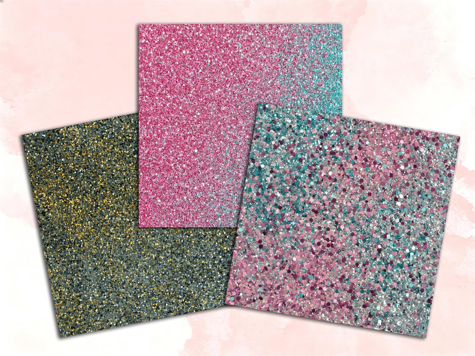 Glitter Seamless Patterns: Metallic Digital Paper Pack With Gold Silver ...