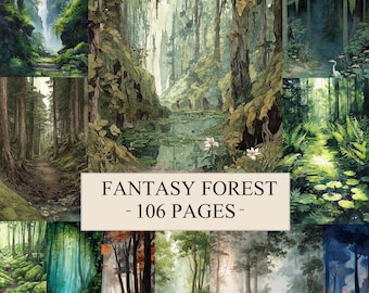 Fantasy Forest Junk Journal Pages, Enchanted Fairy Printable, Magical Woods Ephemera (Digital Download)