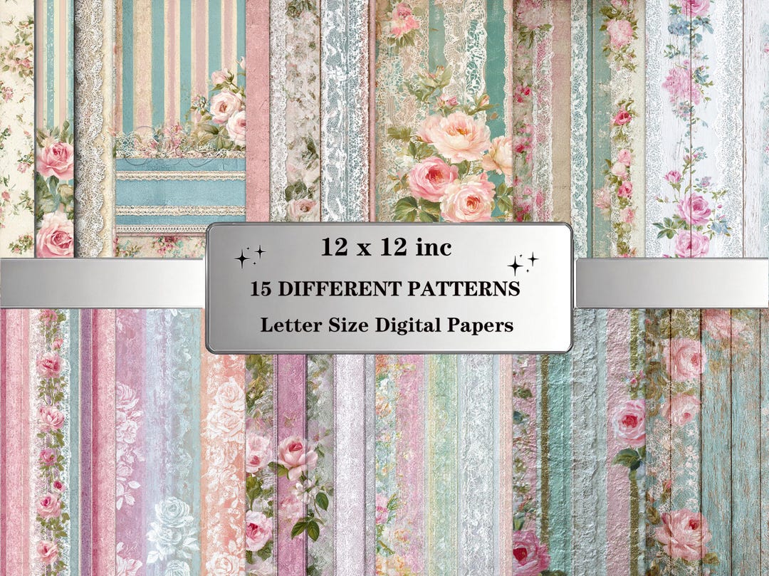 Shabby Chic Seamless Patterns: Vintage Floral Lace Digital Papers ...