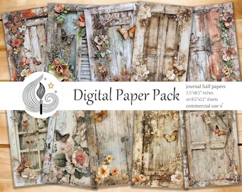 Rustic Cottage Junk Journal Pages: Vintage Floral Papers With Cozy ...