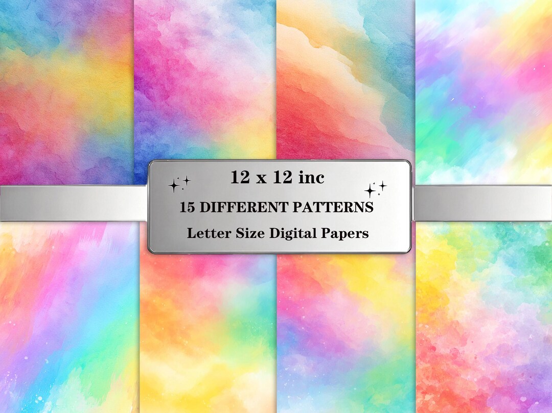 Rainbow Digital Paper Pack: Soft Watercolor Sky & Color Gradient ...