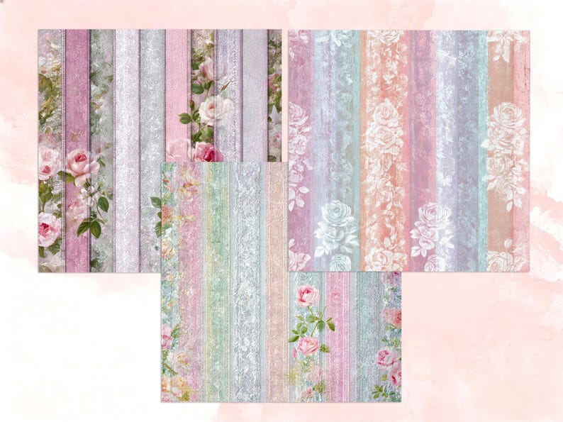 Shabby Chic Seamless Patterns: Vintage Floral Lace Digital Papers ...