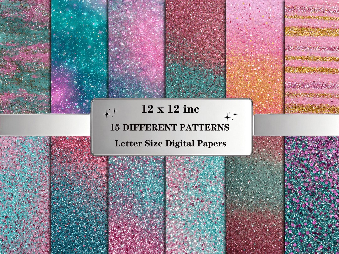 Glitter Seamless Patterns: Pastel Sparkle Digital Paper Pack With Pink ...
