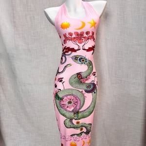pink snake print bodycon dress Pink Snake Premium Mesh Cut Out Shoulder Bodycon Dress 6