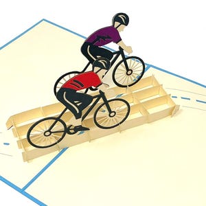 Tarjeta de cumpleaños desplegable personalizada con diseño de bicicleta: tarjeta de felicitación 3D con bicicleta para ciclistas, papá y él: recuerdo hecho a mano.