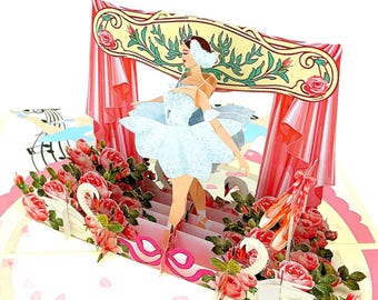 Personalised Ballet Dancer Pop Up Card, 3D Ballerina Greeting Card, Dance Recital Gift, Birthday Card for Dancer, Ballet Lover Gift
