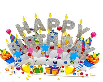 Tarjeta de cumpleaños 3D desplegable personalizada: Tarjeta de celebración con escena de cumpleaños