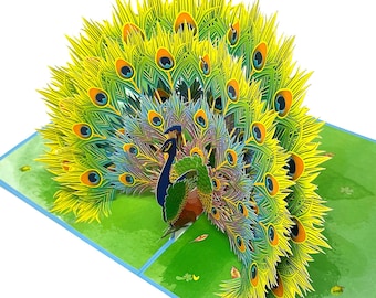 Tarjeta de pavo real emergente 3D personalizada