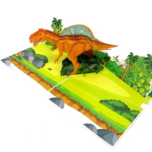 Cartão Pop-up de Dinossauro Personalizado | Saudação Divertida de Dinossauro em 3D | Cartão Feito à Mão | Presente Único para Amantes de Dinossauros e Aniversários Infantis