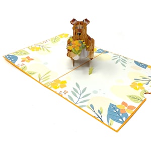 Personalisierte Pop-Up Karte Hund mit Blumen | 3D entzückender Hund Gruß | Handgemachte Karte | Einzigartiges Geschenk für Hundeliebhaber und Blumenliebhaber