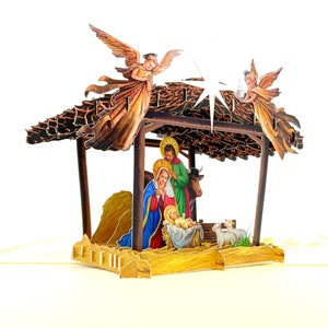 de Noël pop-up personnalisée | voeux de Noël 3D | carte religieuse personnalisée | Cadeau de Noël chrétien fait main